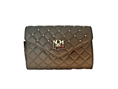 BNWT Badgley Mischka Diamond Quilted Gray Crossbody Envelope Handbag Clutch 9" - Image 1 of 4