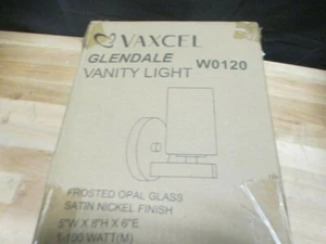 VAXCEL Glendale 1 Light Satin Nickel Bathroom Wall Fixture - Picture 1 of 3