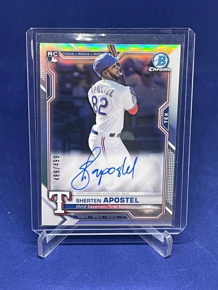 SHERTEN APOSTEL 2021 BOWMAN CHROME REFRACTOR ON CARD AUTO ROOKIE RC #D 489/499 - Image 1 of 1