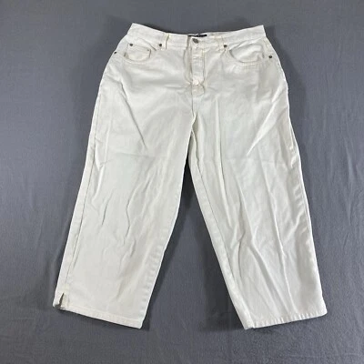 Halston Jeans Womens 14 White High Rise Cropped Straight Outdoor - Image 1 of 4