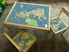 Personalised Children's Ikea LATT Wooden Table and 2 Chairs Printed UK Map