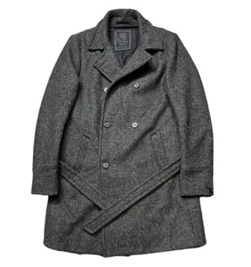 All Saints Mens British Cloth Wool Pea Coat Gray Size 36 Pre Owned - Picture 1 of 8