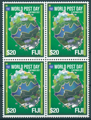 Fiji 2022 MNH Postal Services Stamps UPU World Post Day 4v Block Cover
