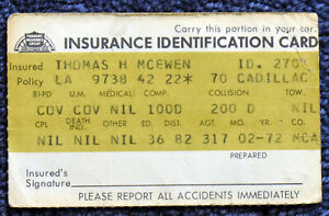 Tom The Mongoose McEwen 1972 Insurance ID Card