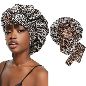 Satin Bonnet Silk Sleep Cap Hair Bonnets for Women Stretchy Tie Band Hair Cap... - Picture 1 of 7