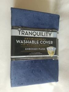 Tranquility Navy Blue Blanket Cover Embossed Plush 72"x48" - Picture 1 of 5