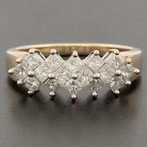 9ct Yellow Gold Diamond Cluster Ring Size P Hallmarked - Picture 1 of 9