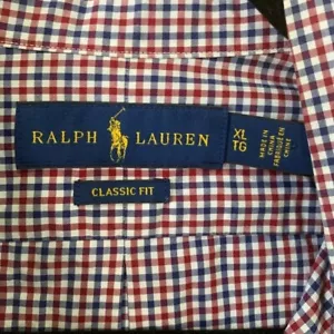 Herren Polo Ralph Lauren Classic Fit Rot Weiß Blau Knopfleiste Hemd XL Gingham - Bild 1 von 6