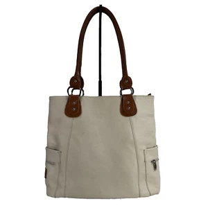 Bolso de hombro vintage Valentina de cuero blanco tostado - Imagen 1 de 14