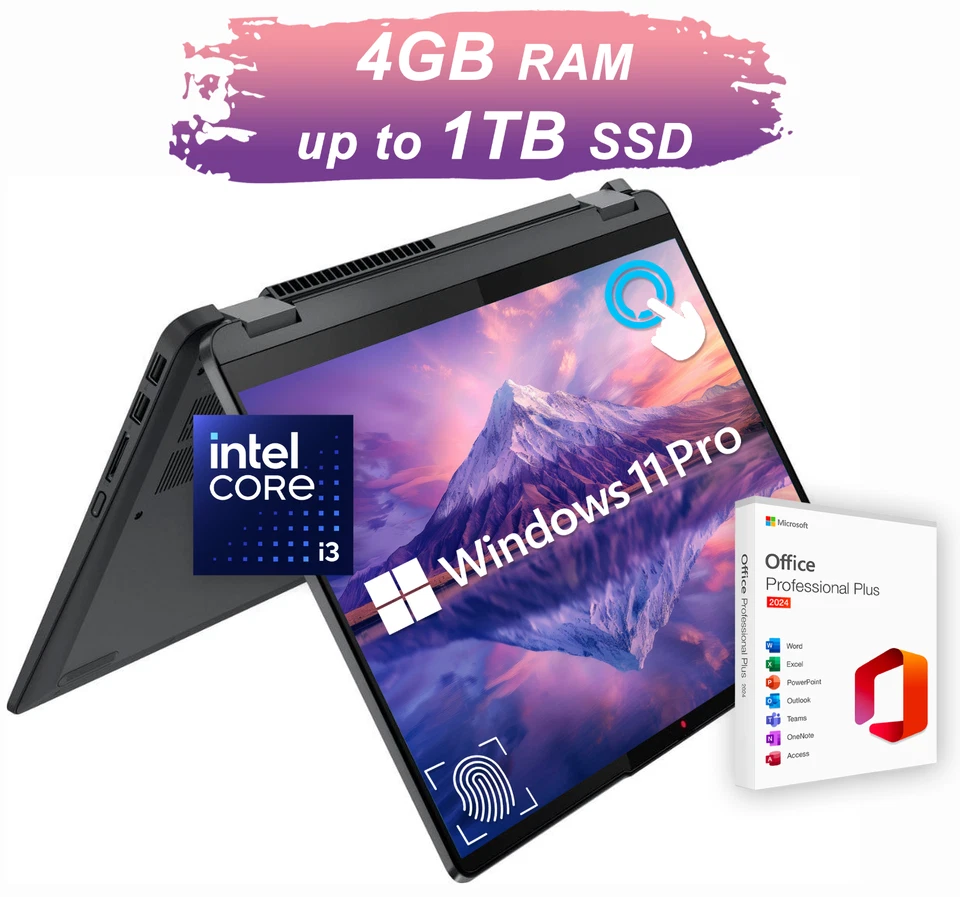 Lenovo IdeaPad Flex 5 Laptop 14" Office 2024 Touch Intel i3 4GB RAM Upto 1TB SSD - Image 1 of 4