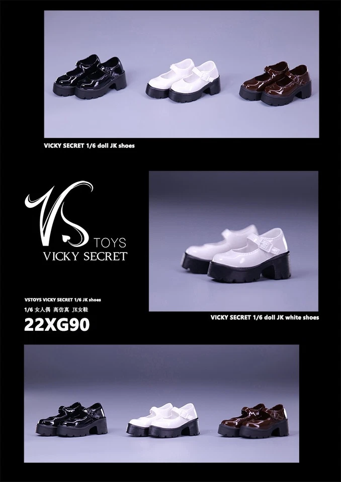 VSTOYS 22XG90B JK Mary Jane Shoes Boots White 1:6 F 12' Woman Figure Body Toys - Image 1 of 1