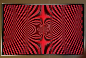 psychedelic checks blacklight poster trippy endless visual art trippy 1960s red - Picture 1 of 5