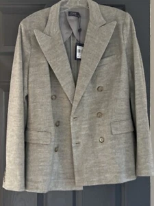 Polo Ralph Lauren Women's Grey Peak Lapel Wool Blend Blazer size 14 NWT - Picture 1 of 8