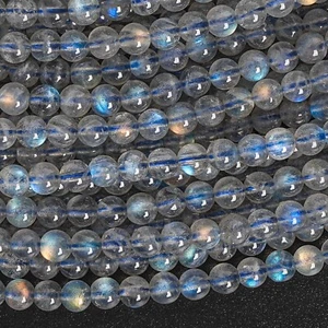 4-5MM Genuine Natural Transparent Labradorite Beads Grade AAA Round Loose Beads - Picture 1 of 7