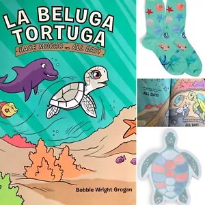 La Beluga Tortuga Buch SEESCHILDKRÖTE Set Vera Bradley grüne Meeressocken Notizblock Neu mit Etikett - Bild 1 von 12