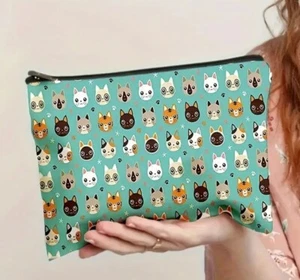 Makeup Bag Travel Pouch Canvas funny pet animal cat dog cow sweary travel - Picture 1 of 23