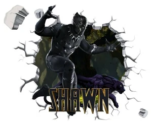 Personalised Any Name Black Panther Wall Decal Art Stickers Vinyl Room Bedroom 2 - Picture 1 of 4