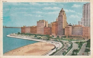 Vintage Postcard Lake Shore Drive and the Drake Chicago Illinois - Picture 1 of 2