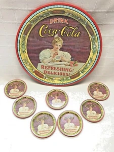 Vtg '76 Coca Cola Tin Plate Tray & Coaster Hilda Clark 75th Anniversary Kentucky - Picture 1 of 9
