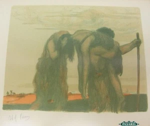Abel Pann Dina and Her Brothers Framed Color Lithograph - Picture 1 of 3
