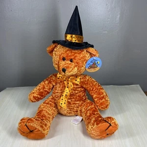 VTG Halloween Witch Teddy Bear Stuffed Animal Orange Chrisha Playful Plush 80s - Picture 1 of 7