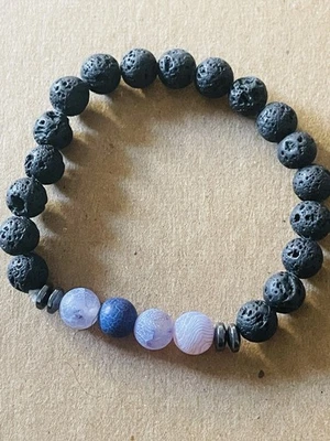 Lava Rock Bracelet Lava Stone With Faux ? Amethyst Beads - Image 1 of 2