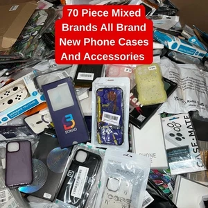 LOT OF 70 MIXED PHONE CASES FOR SAMSUNG, APPLE, & MORE PHONE CASE ALL NEW - Picture 1 of 8