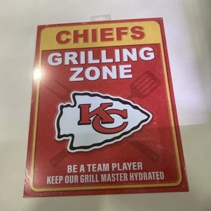 NFL Kansas City Chiefs Grilling Zone Sleek Metal Sign 16 X 12 1/2 ￼ - Picture 1 of 1