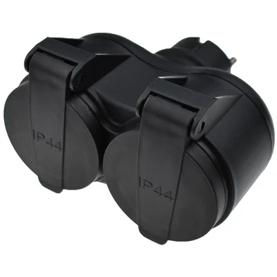 Doppelsteckdose Zwischenstecker mit Deckel für Feuchtraum/Keller - Bild 1 von 4