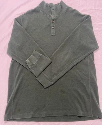 Duluth Shirt Mens XL Green Burly Henley Thermal Long Sleeve Button Mock Neck - Image 1 of 4