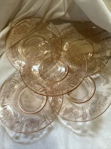 Vintage Rosa Depression Brot & Butter Teller 5er Set Kohl Rosenmuster LESEN - Bild 1 von 9