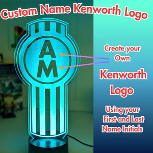 KENWORTH PERSONALISED INITIALS TRUCK LOGO 3D LED Light Colour Changing Bar Lamp - Picture 1 of 16