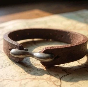 Urban Rustic Leather Men Or Women Bracelet Antiqued Metal Clasp Hook - Picture 1 of 8