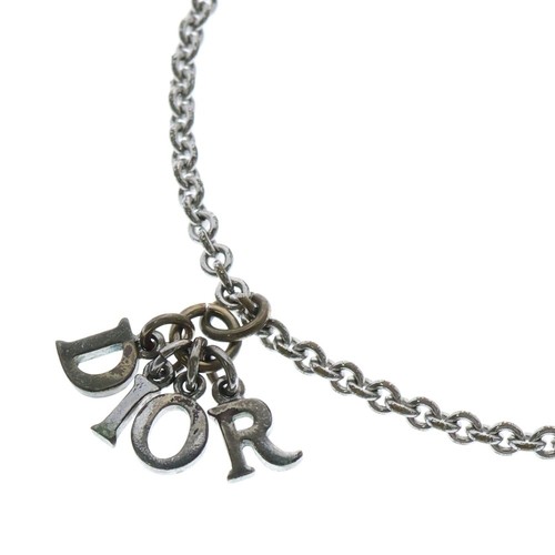 Collana Christian Dior Logo Argento Metallo Ciondolo Gioielli