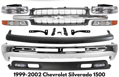 Kit de parachoques delantero cromado para Chevrolet Silverado 1500 1999-2002 y Tahoe 2000-2006 Foto 1 de 4