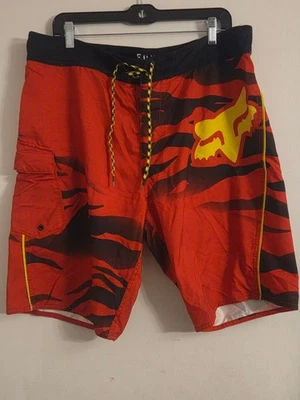 Pantalones cortos de natación Fox Racing para hombre talla 36 rojo negro amarillo bolsillos con cordón  Foto 1 de 4