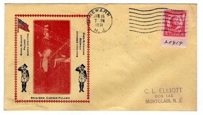 #690 Pulaski 1931 FDC - C.L. Elliott Unofficial Newark NJ CCL - Image 1 of 2