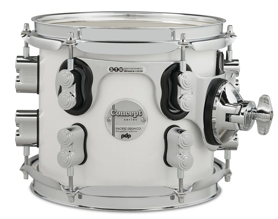 PDP Concept Maple 7x8 Suspended Tom Pearlescent White Lacquer with Chrome - Image 1 of 1