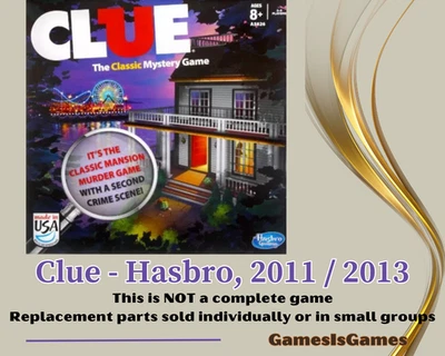 Board Game Parts: CLUE, Hasbro, 2011, 2013, replacement pieces - Image 1 of 2