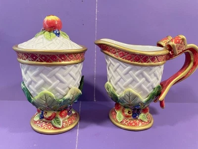 Azúcar Fitz & Floyd Holiday Swan con tapa y crema para Navidad LIMPIO Foto 1 de 4