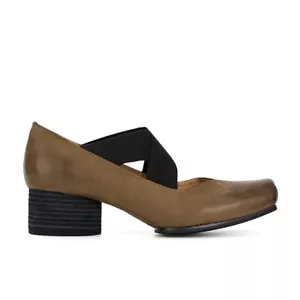 Women Square Toe Chunky Heels Shoes Retro Cross Strap Cowhide Spring Pump Shoes - Picture 1 of 34