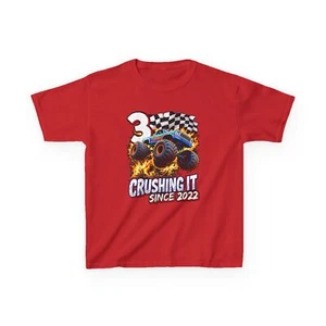 Birthday Monster Truck 3 year Old Boys 3rd Party Born 2022 T-Shirt - Picture 1 of 17