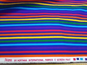 RAINBOW STRIPE fabric Hoffman International material Prisms 3+ yards navy blue + - Picture 1 of 8