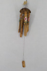 35" LONG BAMBOO WIND CHIME PAINTED FLOWERS COCONUT HALF SUSPENSION PLATFORM NWT