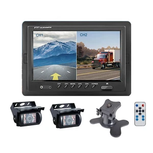 MONITOR PANTALLA DIVIDIDA CUÁDRUPLE 9" Para CAMIÓN 2 CÁMARAS CCD de visión trasera Paquete - Imagen 1 de 18