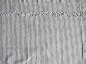 ONE HOME FARMHOUSE GRAY WHITE STRIPE COTTON SHOWER CURTAIN FRAYED DECORATIVE TRI - Picture 1 of 7