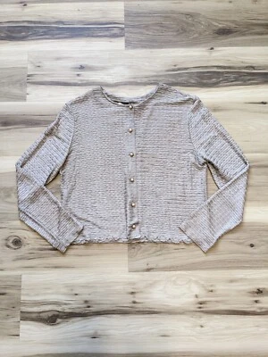 Vintage Anos 90 Cottagecore Boho Creme Minimalista Manga Longa Botão Cortado... - Imagem 1 de 4