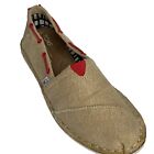Toms Burlap With Red Accents & Toggle Size 8.5 Cushioned Footbed For Comfort 