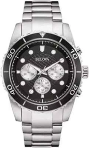 Men's BULOVA Watch Black Dial Chronograph Stainless Steel Dress Classic - 98A154 - Picture 1 of 4