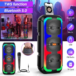 Large Party Bluetooth Speaker LOUD Heavy Bass Stereo Sound Indoor Outdoor - Picture 1 of 35